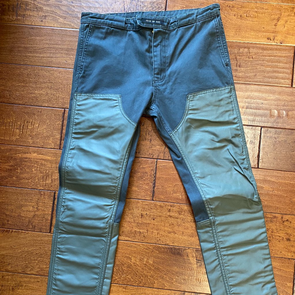 Fear Of God 6th Collection Double Front Work Pants In Army Nylon & Canvas